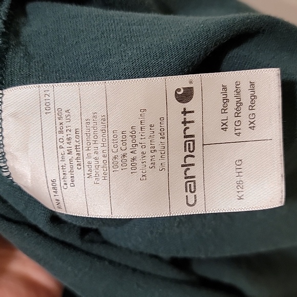 Carhartt Original Fit Long Sleeve Pocket Green Shirt Size 4XL - Picture 4 of 6